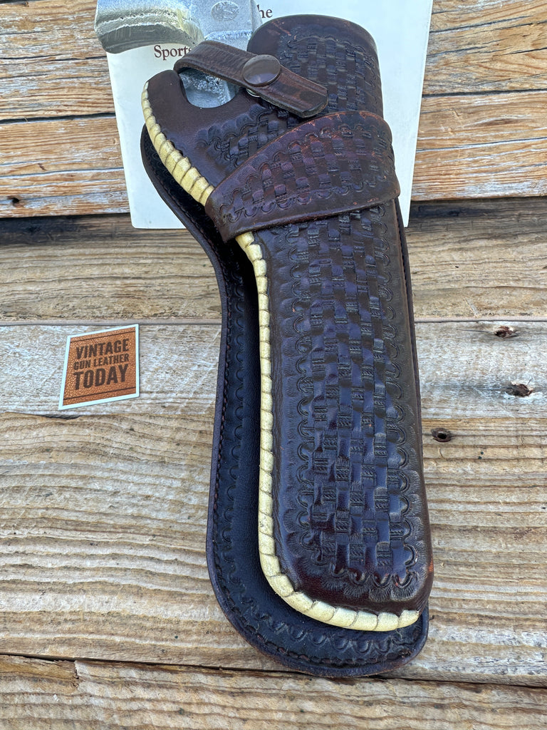 Vintage Idaho Leather Brown Basket Laced Leather Holster for Ruger Single 6 1/2"
