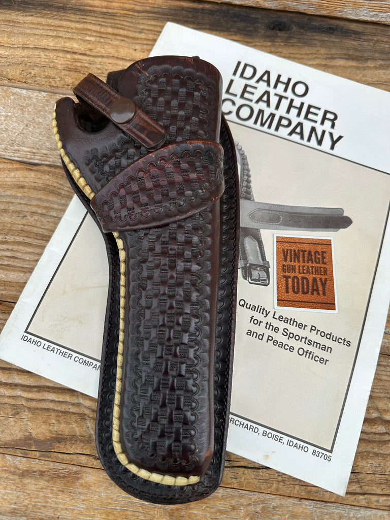 Vintage Idaho Leather Brown Basket Laced Leather Holster for Ruger Single 6 1/2"