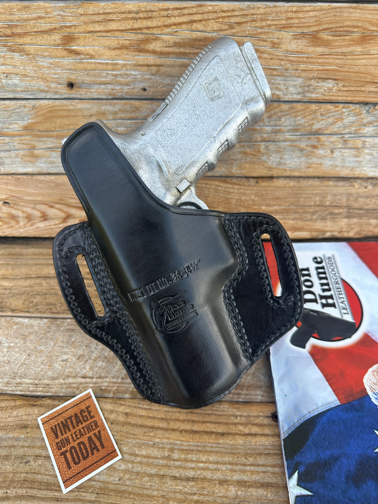 Vintage Don Hume H721 OT Plain Black Leather OWB Holster for GLOCK 19 23 32