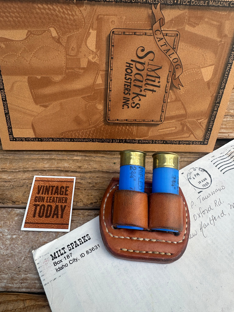 Vintage Milt Sparks Idaho City #212 Brown Leather 12 Ga. Shotshell Belt Holder