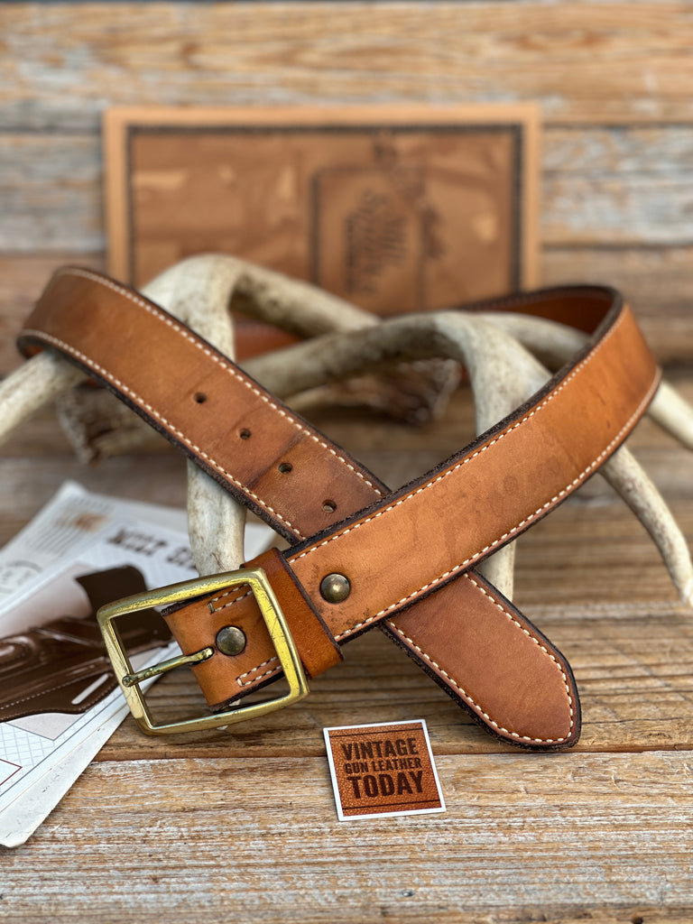 Vintage Milt Sparks Idaho City Brown Lined Leather 1 1/2" Gun Belt 35" to 39"
