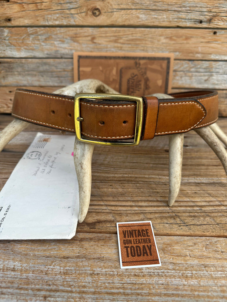 Vintage Milt Sparks Idaho City Brown Lined Leather 1 1/2" Gun Belt 35" to 39"