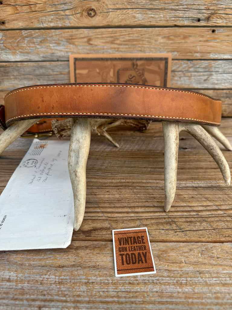Vintage Milt Sparks Idaho City Brown Lined Leather 1 1/2" Gun Belt 35" to 39"