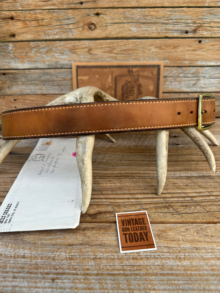 Vintage Milt Sparks Idaho City Brown Lined Leather 1 1/2" Gun Belt 35" to 39"