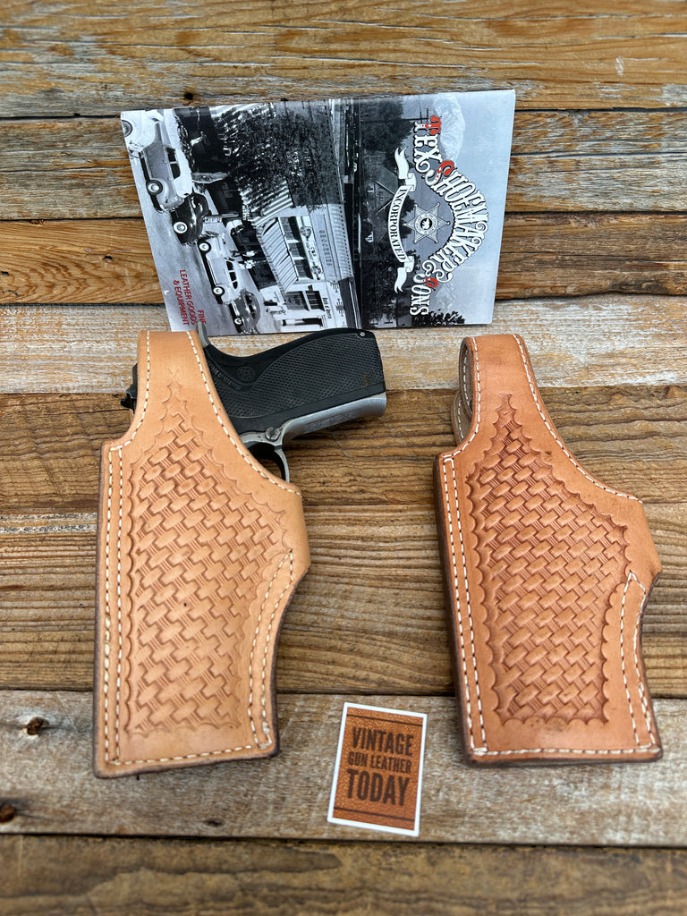 Vintage Tex Shoemaker N69H Brown Basketweave Leather Lined Holster for S&W 4506