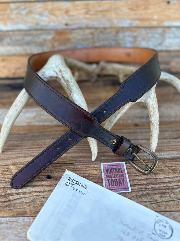 Milt Sparks Idaho City Cordovan Brown Leather 1 1/2" Tapered Gun Belt 37" 41"