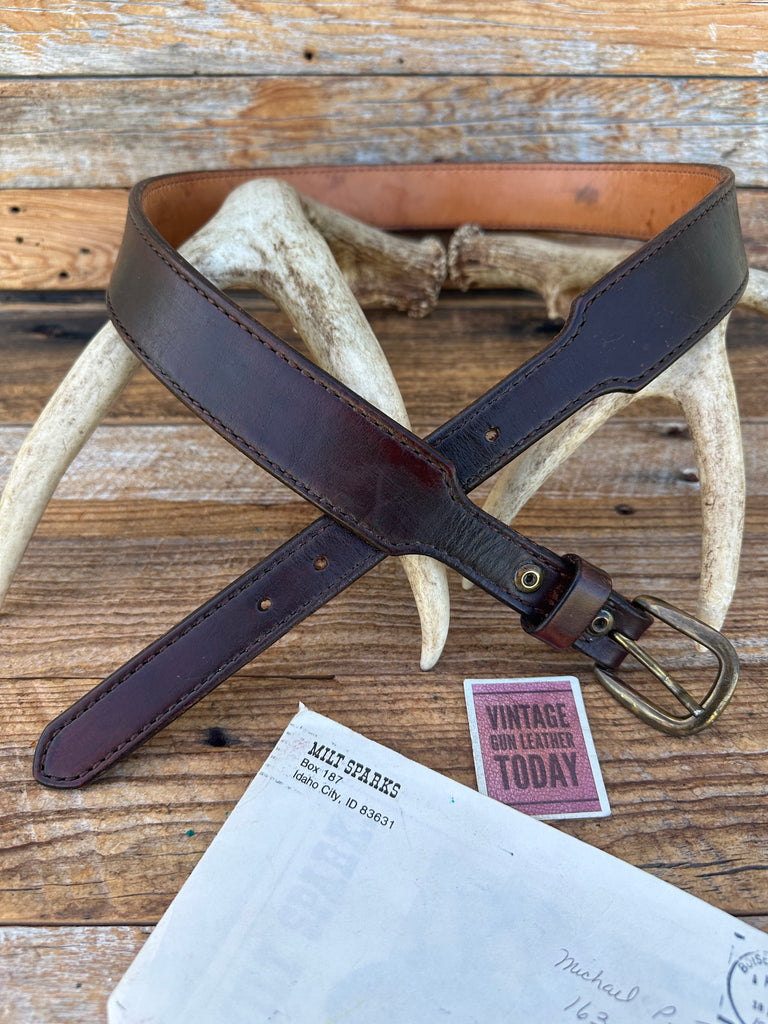 Milt Sparks Idaho City Cordovan Brown Leather 1 1/2" Tapered Gun Belt 37" 41"