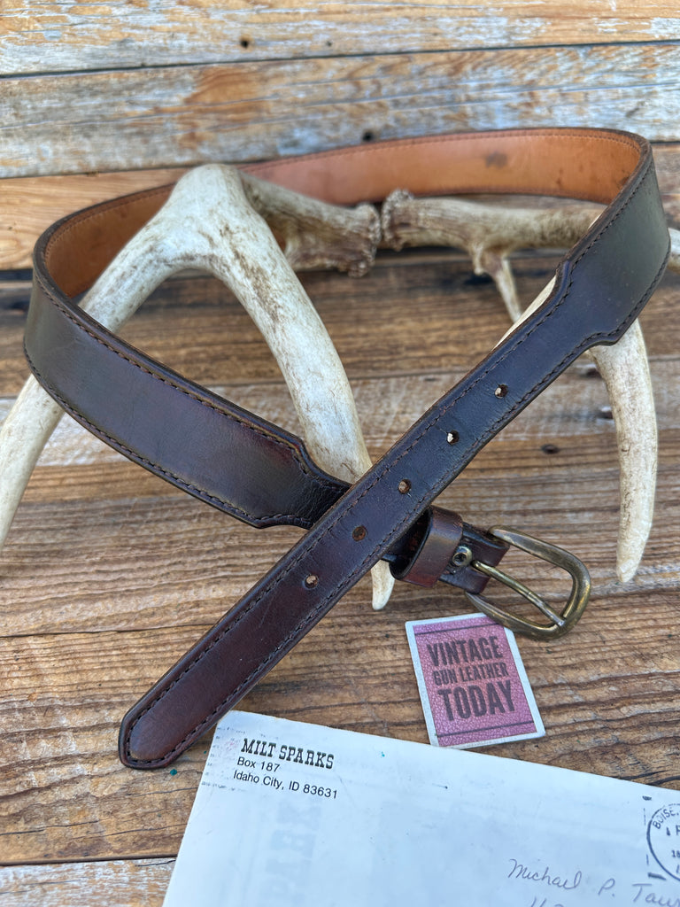 Milt Sparks Idaho City Cordovan Brown Leather 1 1/2" Tapered Gun Belt 37" 41"