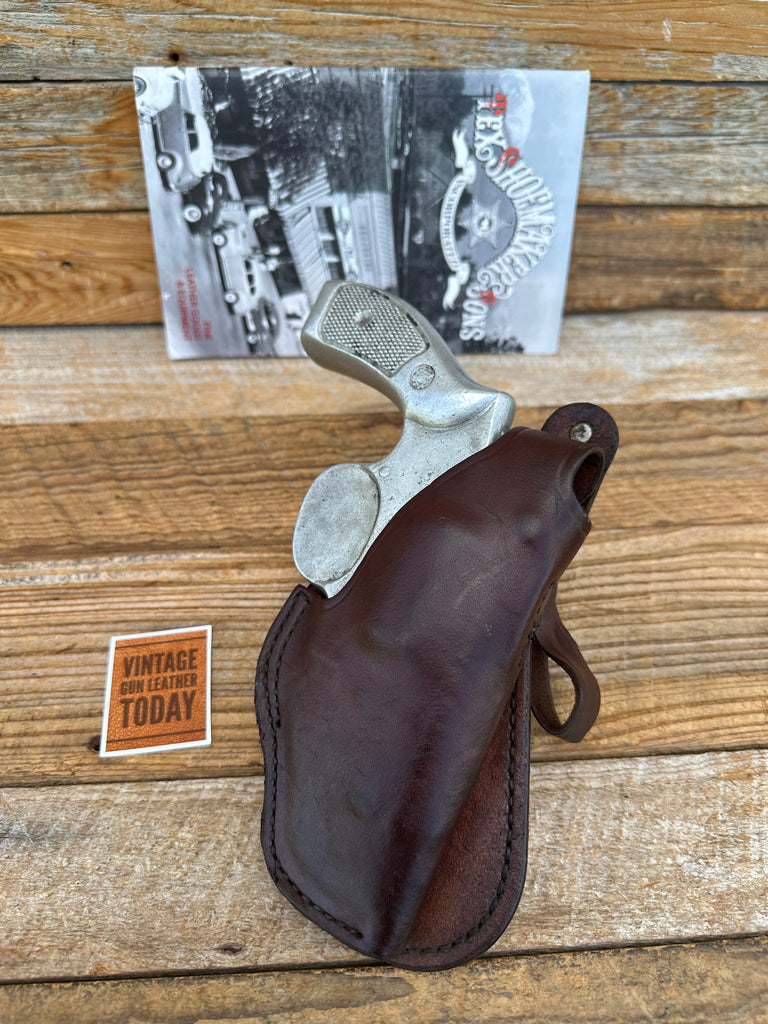 Vintage Tex Shoemaker Brown Leather OWB Paddle Holster For Medium K Revolver 2.5