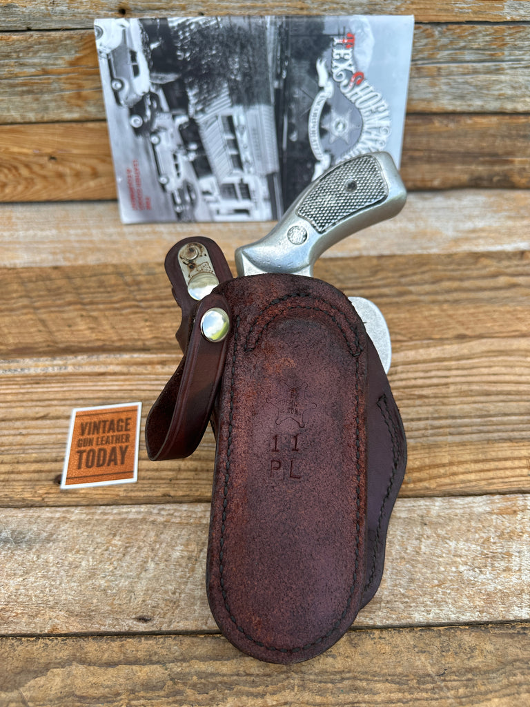 Vintage Tex Shoemaker Brown Leather OWB Paddle Holster For Medium K Revolver 2.5