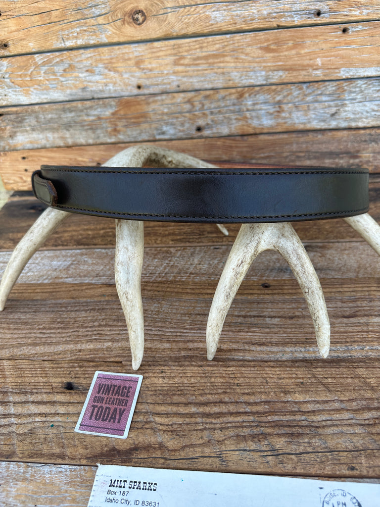 Milt Sparks 70s Idaho City Brown Lined Leather 1 1/2"  Gun Belt 34.5 38.5" Brass