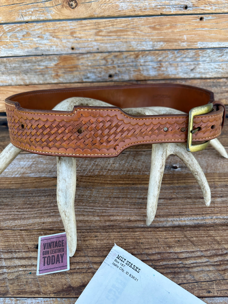 Milt Sparks 70s Idaho City Brown Basket Leather Competition Gun Belt 34.5 37.5"