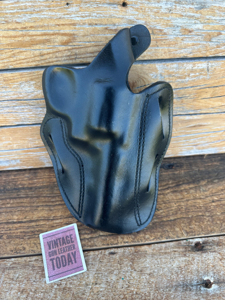 Vintage Black Leather OWB Holster For S&W Model 10 M&P Revolver Spurless 5"