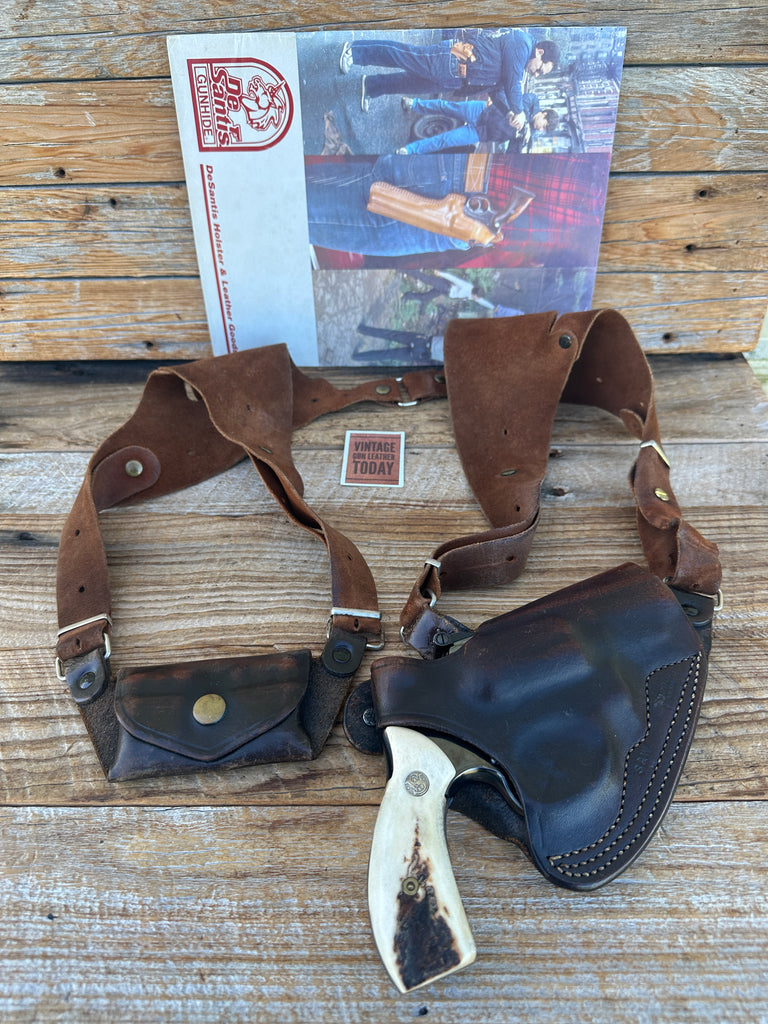 Vintage Desantis Brown Leather Shoulder Holster For S&W K Revolver 10 12 15 19