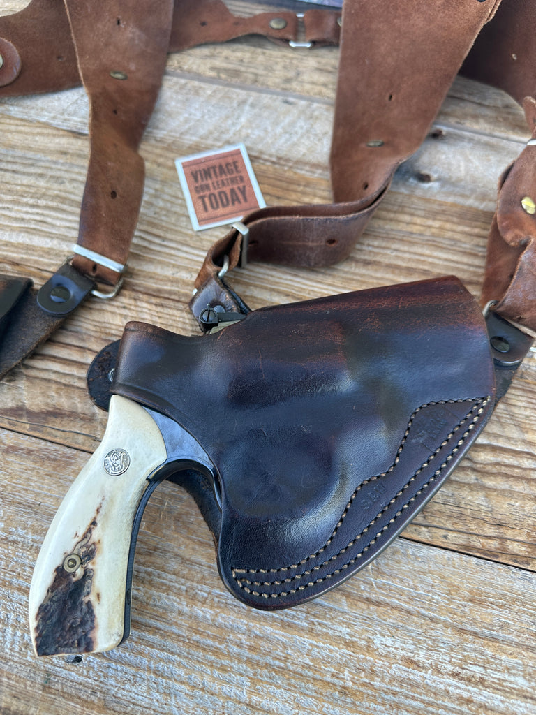 Vintage Desantis Brown Leather Shoulder Holster For S&W K Revolver 10 12 15 19