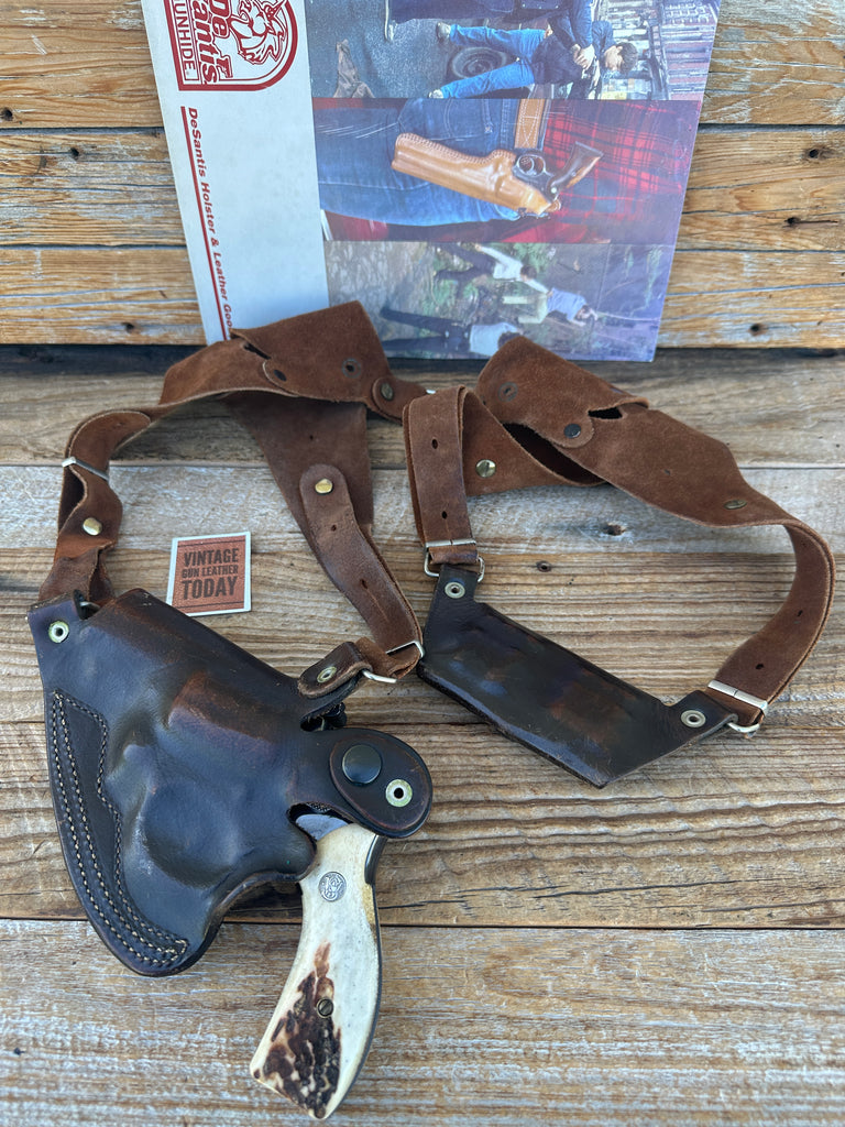Vintage Desantis Brown Leather Shoulder Holster For S&W K Revolver 10 12 15 19
