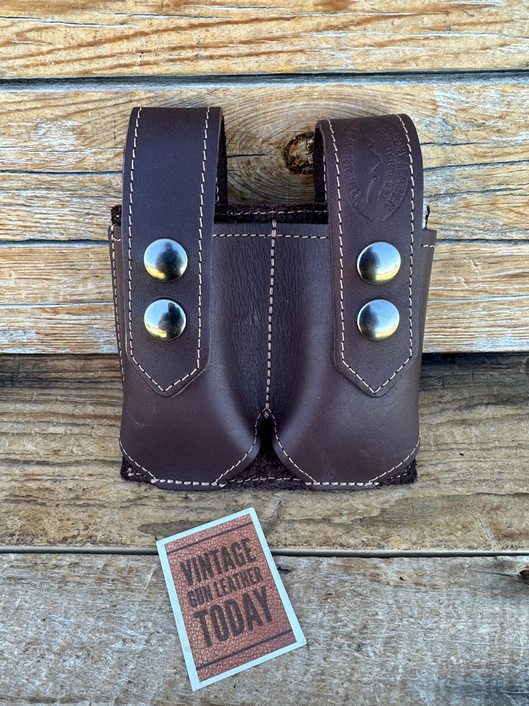 Barsony Brown Leather Double Magazine Carrier For Double Stack Magazine 92F G17