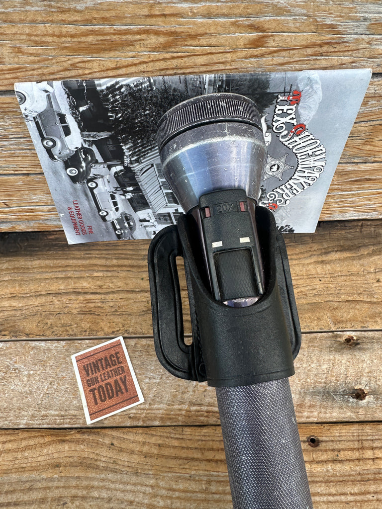 Tex Shoemaker Black Leather Duty Flashlight Holder For C D 1.5" Diameter Light