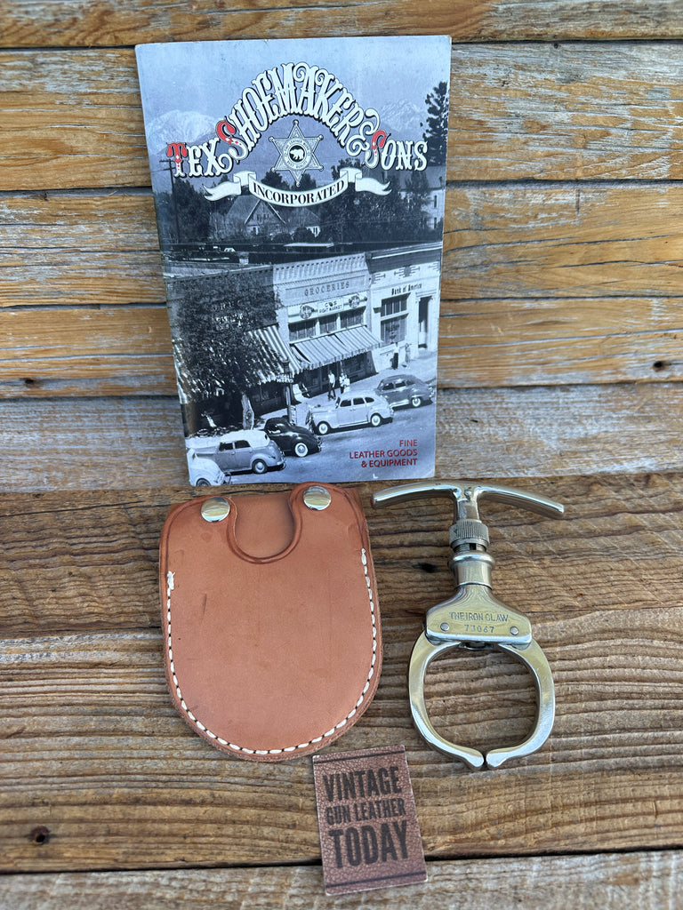 Tex Shoemaker Police Duty Case For Argus Iron Claw Brown Leather White Stitched