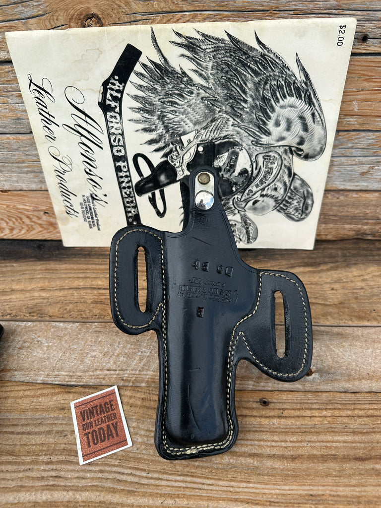 Alfonsos Plain Black Leather OWB Holster for Colt 45 1911 5" Government Model