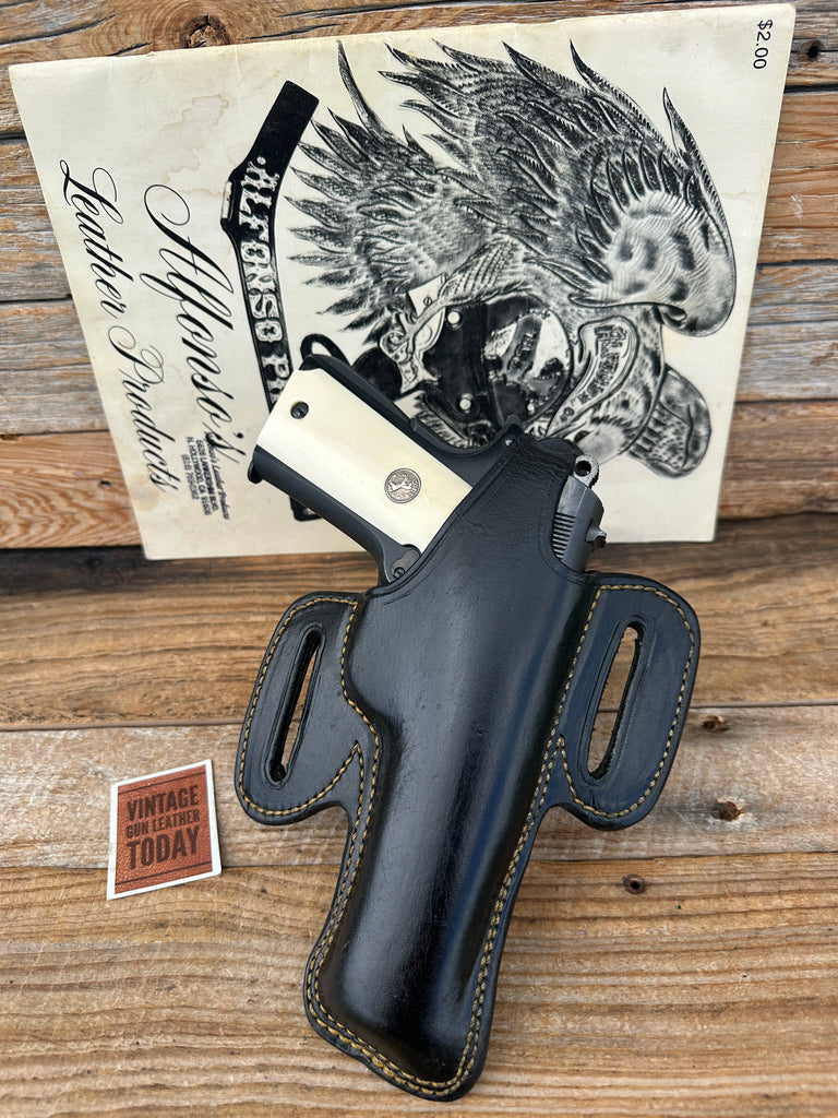 Alfonsos Plain Black Leather OWB Holster for Colt 45 1911 5" Government Model