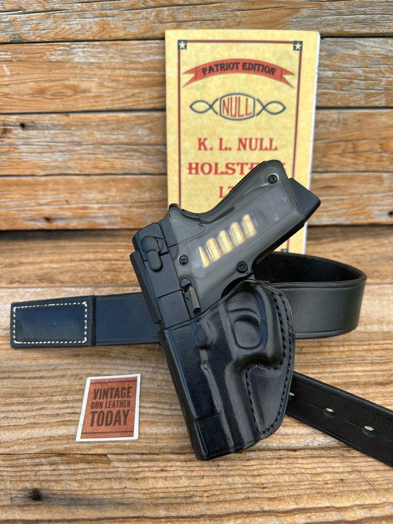 Vintage 1980's Ken Null Black Super Speed Scabbard Horsehide Holster For S&W ASP