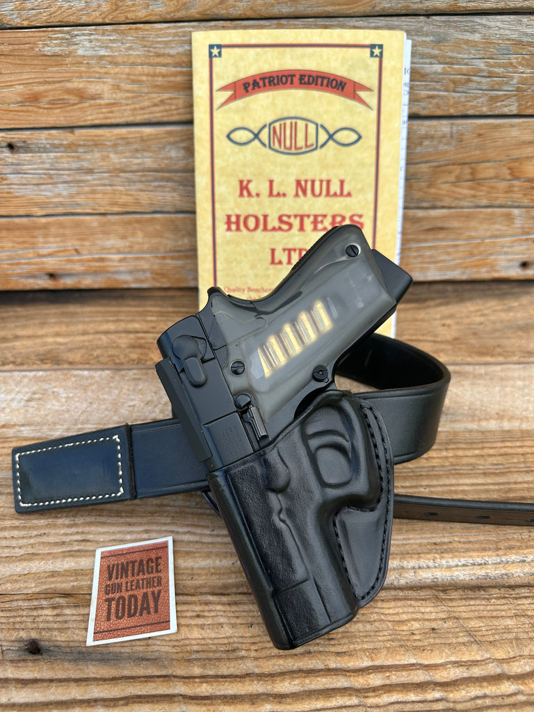 Vintage 1980's Ken Null Black Super Speed Scabbard Horsehide Holster For S&W ASP