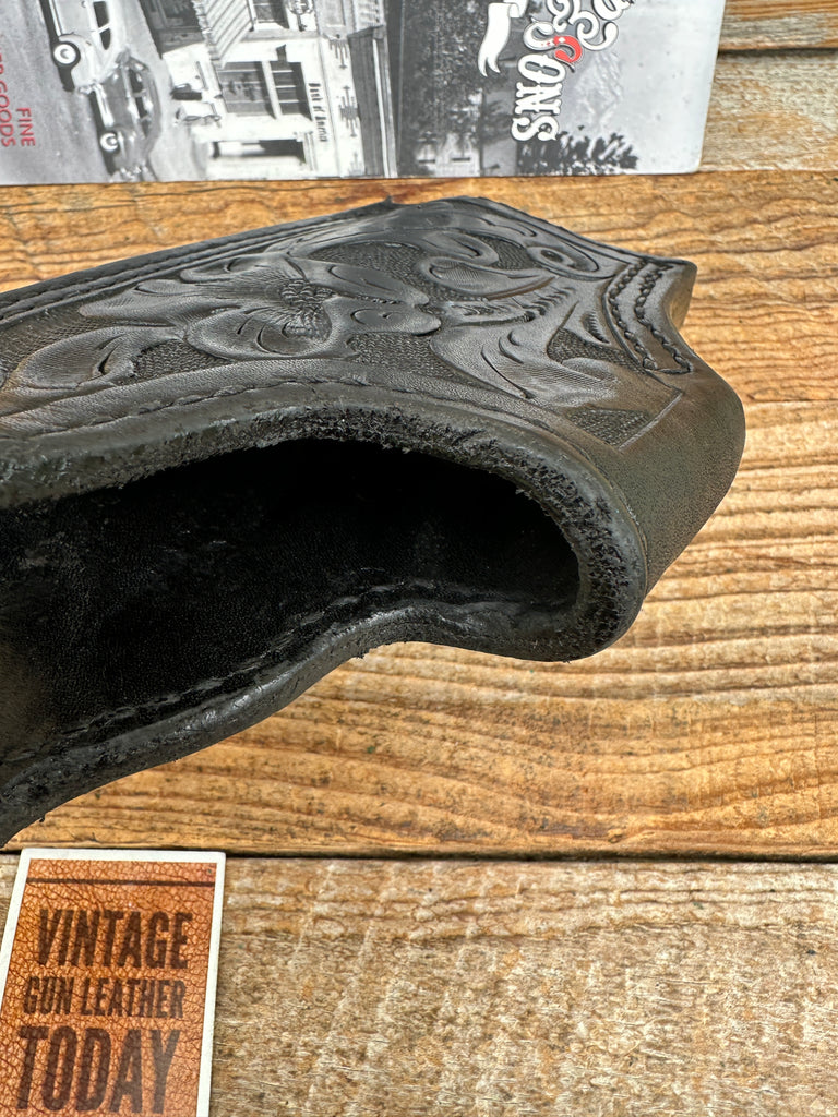 Vintage Tex Shoemaker Black Floral Carved OWB Holster for S&W Model 39 59 Round