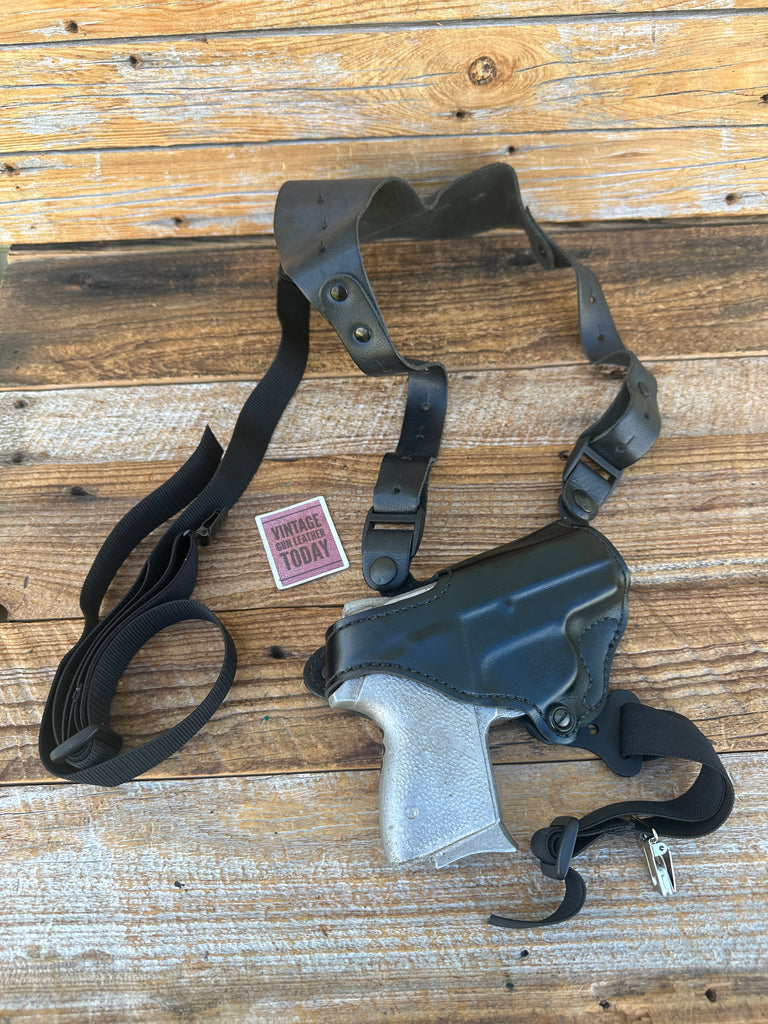 Vintage Desantis Black Leather Lined Shoulder Holster for S&W CS9 Auto