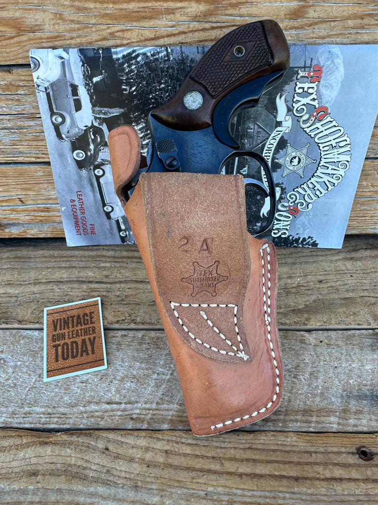 Vintage Tex Shoemaker Brown Leather FBI Style Holster 36 Chief Special 3" Right
