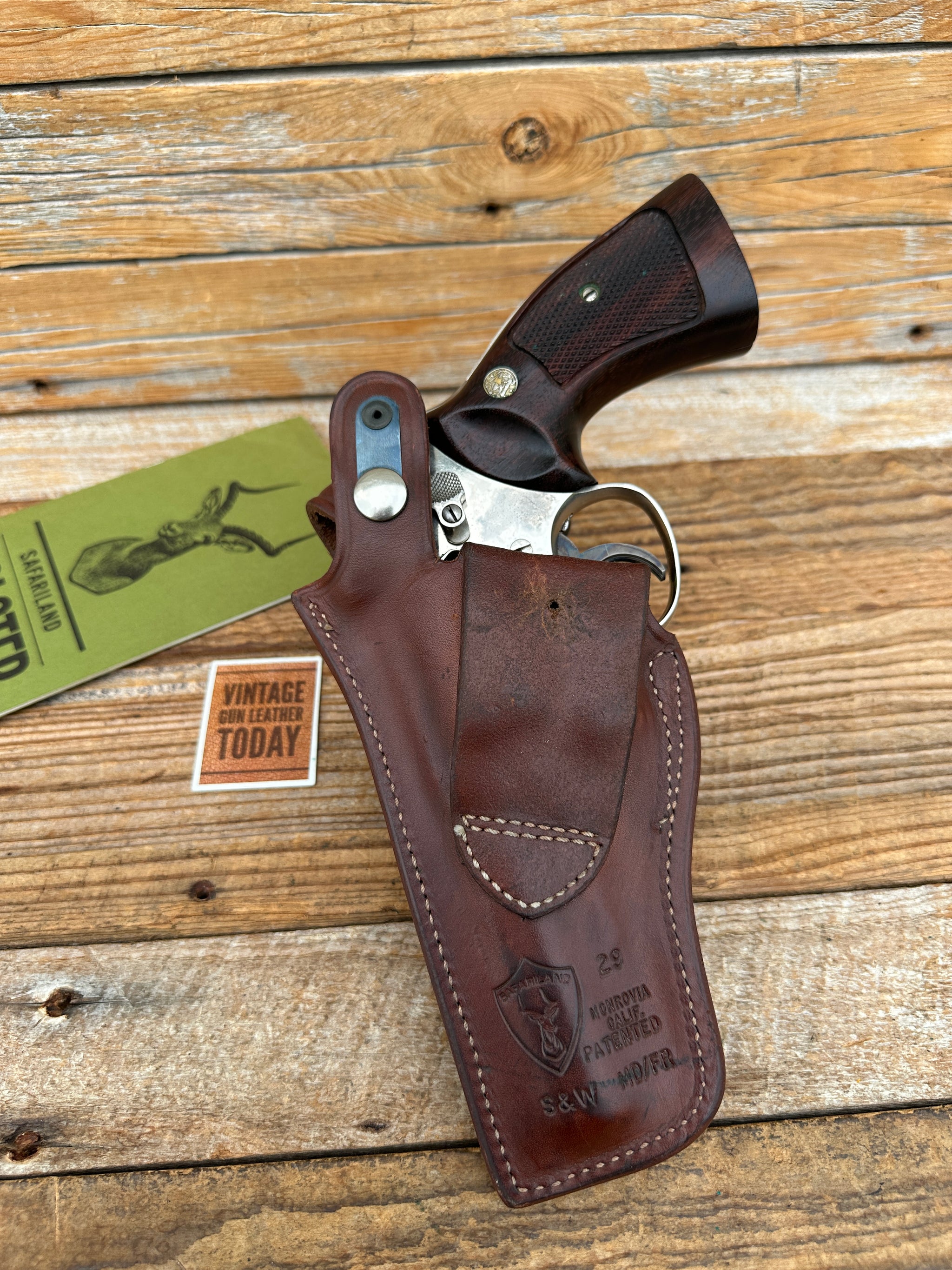 Vintage Safariland Plain Brown Leather OWB Holster For S&W 4 Frame