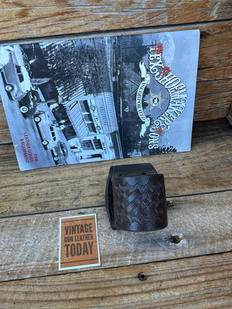 Tex Shoemaker Plain Brown Basket Flashlight Holder C 1 1/2" Diameter Light