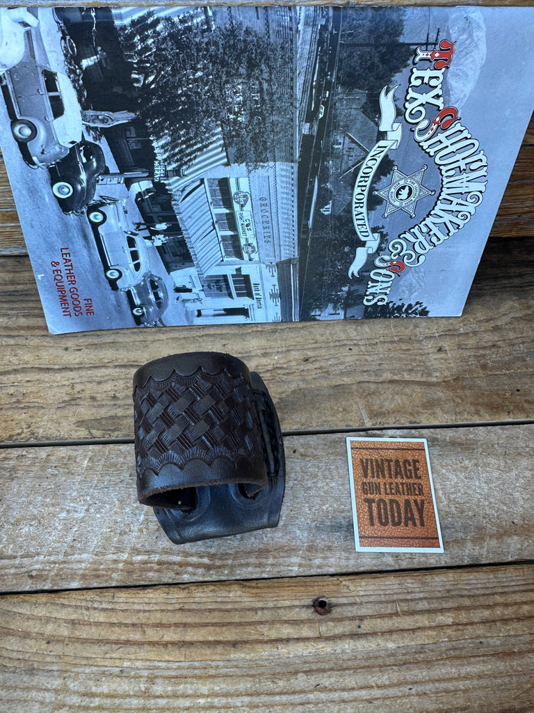 Tex Shoemaker Plain Brown Basket Flashlight Holder D 1 5/8" Diameter Light