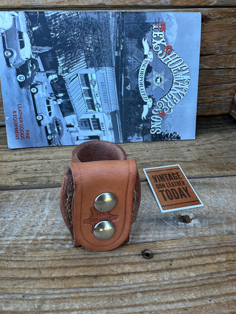 Vintage Tex Shoemaker Hand Floral Carved  Flashlight Carrier 1.5" Diameter