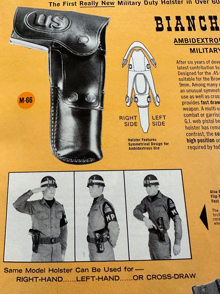 Vintage Bianchi M66 Black US Military Flap Holster For Colt 1911, Browning Power