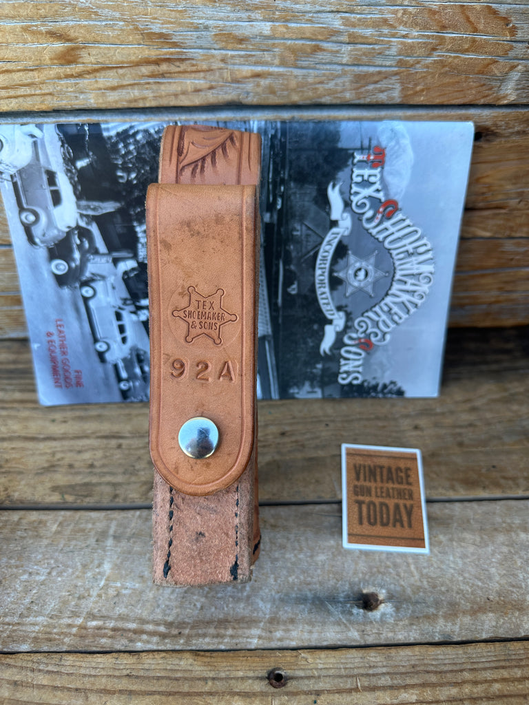 Tex Shoemake Brown Leather Floral Carved 92A 1.5" Round  6 1/2"  OC Flashlight B