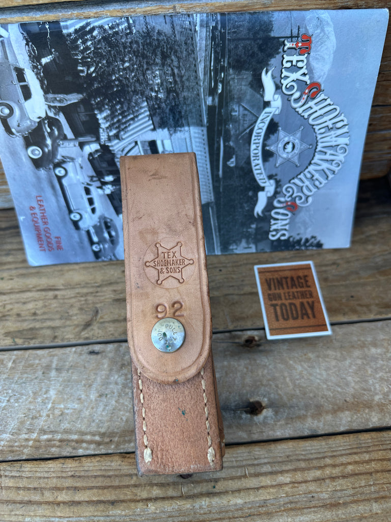 Tex Shoemake Brown Leather Floral Carved 92A 1.5" Round  5 1/2"  OC Flashlight 2