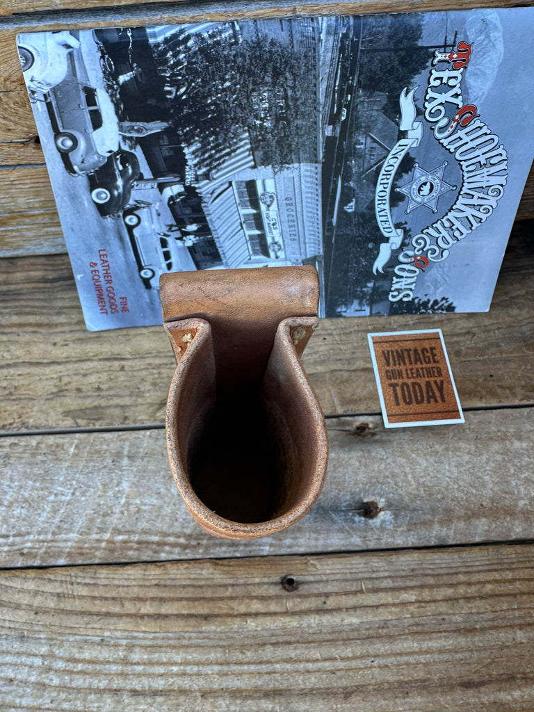 Tex Shoemake Brown Leather Floral Carved 92A 1.5" Round  5 1/2"  OC Flashlight 2