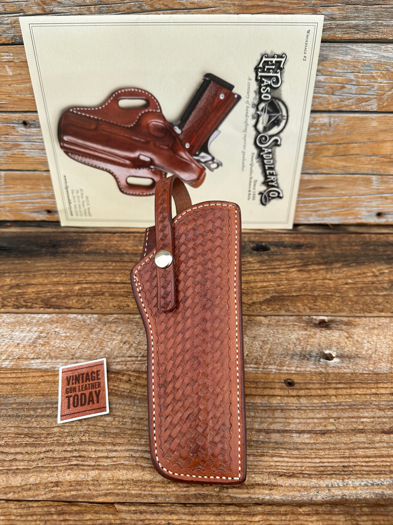 Vintage El Paso Saddlery Brown Basket Leather Lined Holster For 5.5 Ruger MKI 22