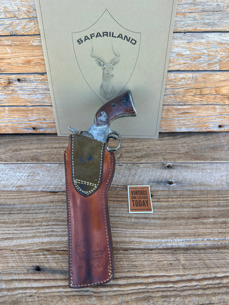 Vintage Safariland #43 Elk Suede Lined Brown Leather Holster For Single Action