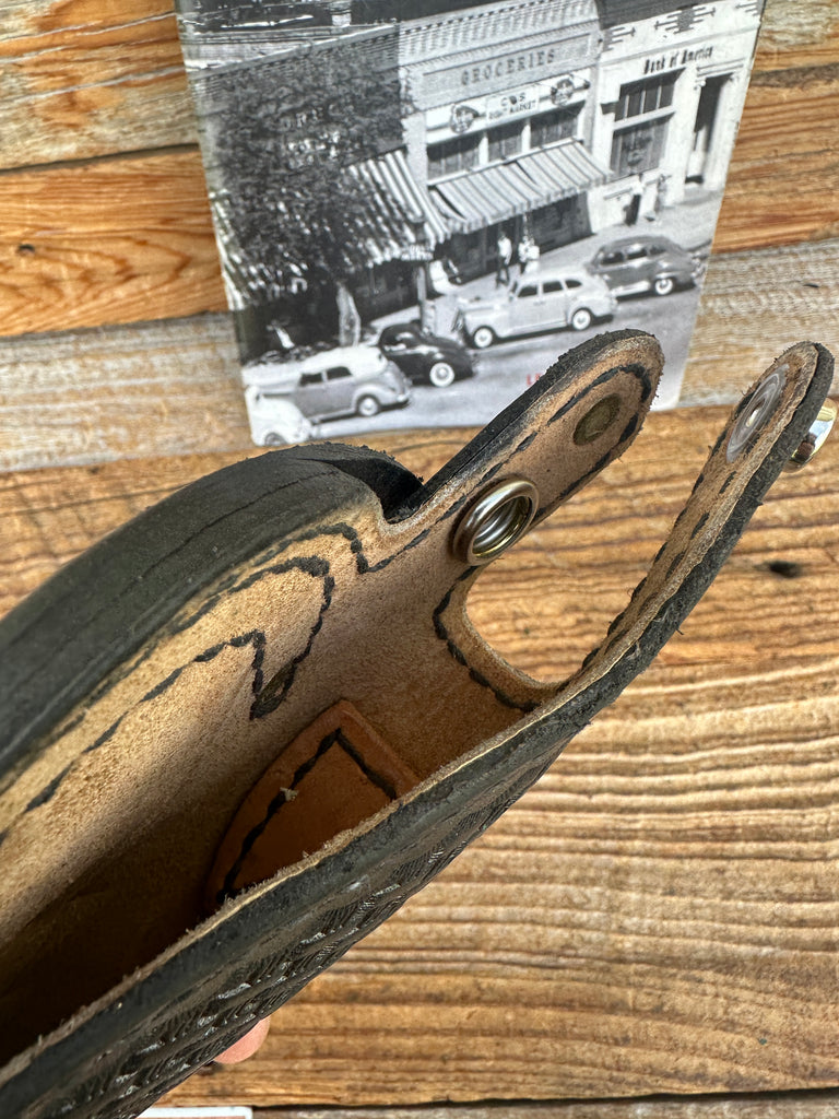 Tex Shoemaker Black Basket Leather OWB Paddle Holster For Medium K Revolver 2.5