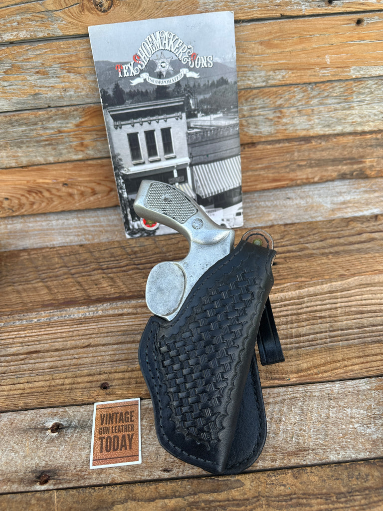 Tex Shoemaker Black Basket Leather OWB Paddle Holster For Medium K Revolver 2.5