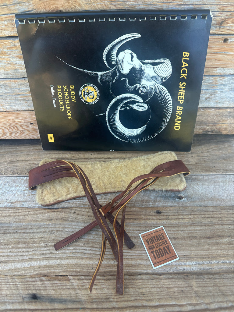 Vintage Black Sheep Deluxe Duck Strap Brown Leather Wool Lined 6 Straps