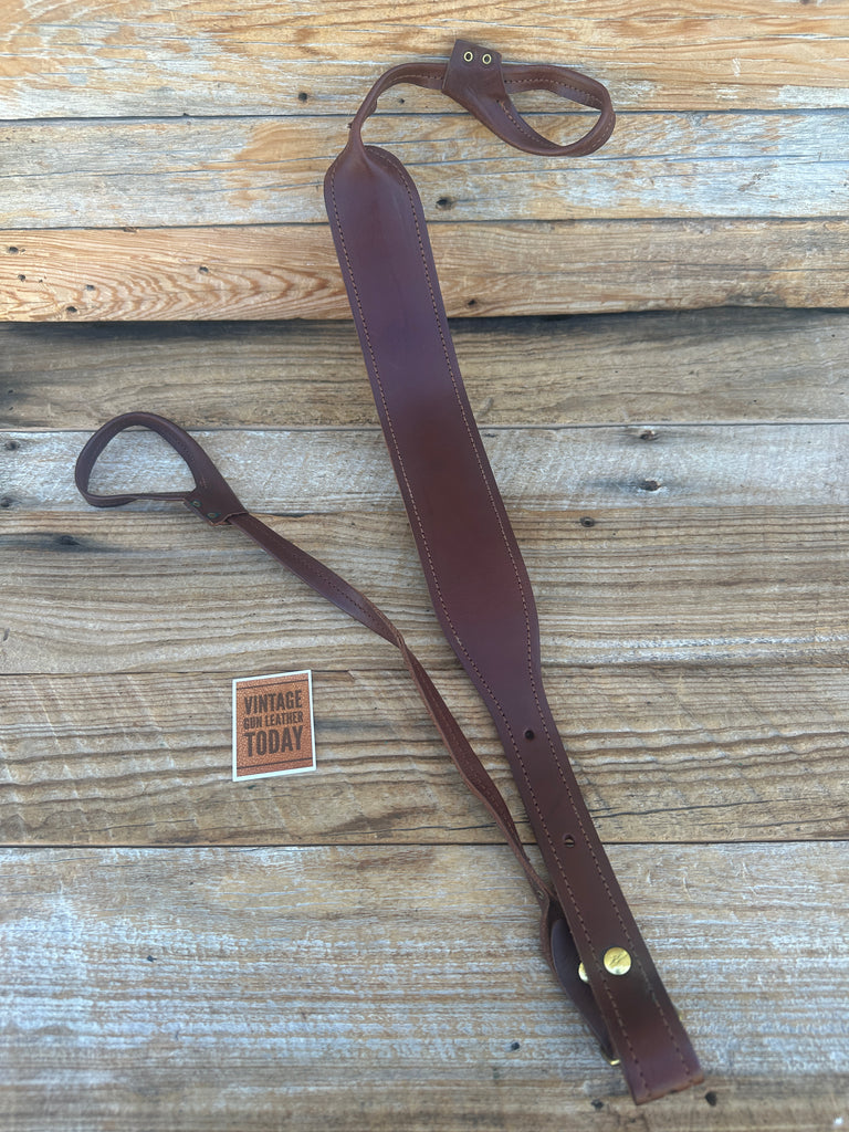 Brown Leather Suede Lined Rifle Sling Adjustable w/ Chicago Screw