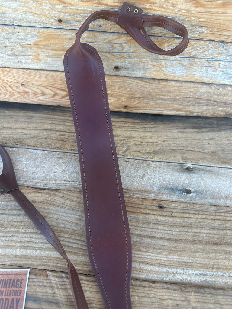 Brown Leather Suede Lined Rifle Sling Adjustable w/ Chicago Screw