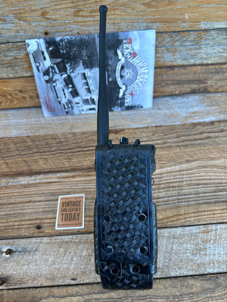 Tex Shoemaker Black Basket Radio Walkie Carrier For Motorola APX 8000 or Similar
