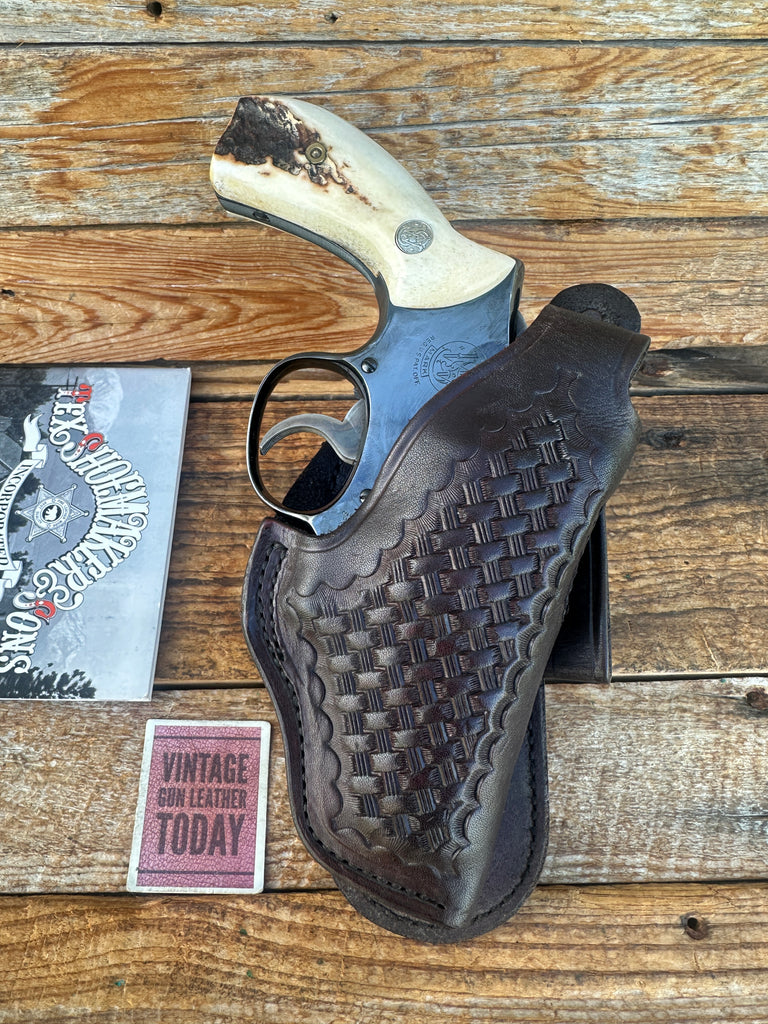 Tex Shoemaker 11PL Brown Basket Leather Paddle Holster For S&W K Frame 2.5