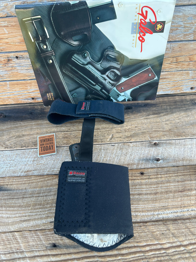 GALCO Angle Glove Black Leather Padded Ankle Holster For GLOCK 43 Sig P365 SAS