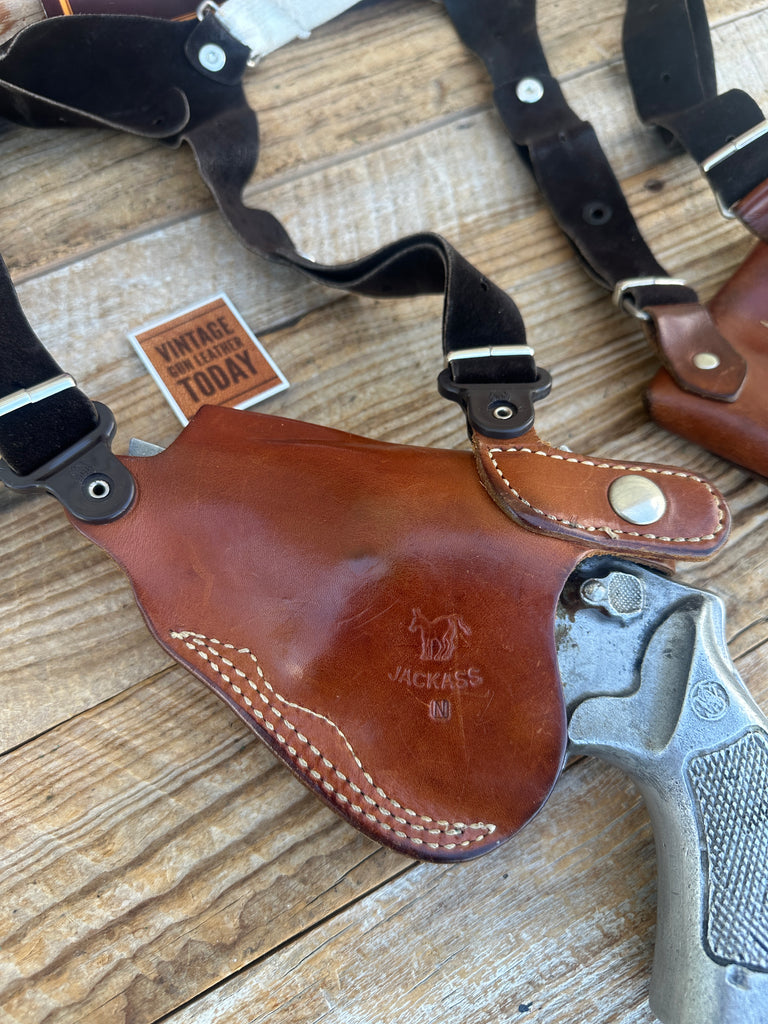 Vintage Jackass / GALCO Shoulder Holster Brown Leather For S&W N Frame Revolver