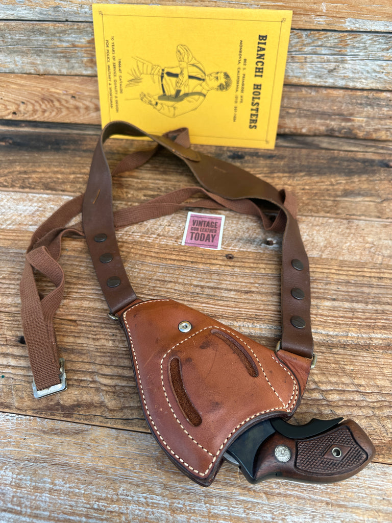 Bianchi 9R Brown Leather Upside Down Shoulder Holster For Smith S&W J 36 Chiefs